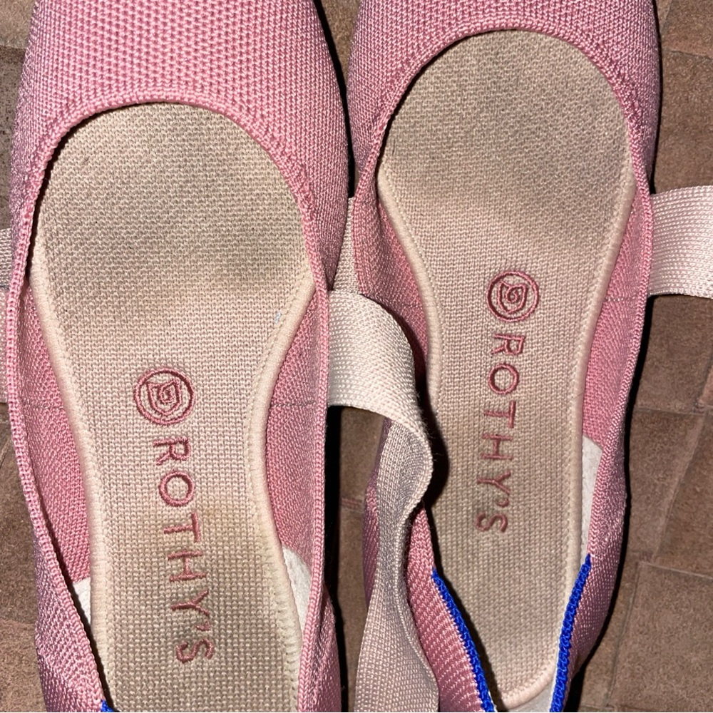 Rothy’s Mary Janes Shoes Ballet Flats Slippers Rosebud Size 8.5 Bow Strap Pink. - Picture 4 of 6